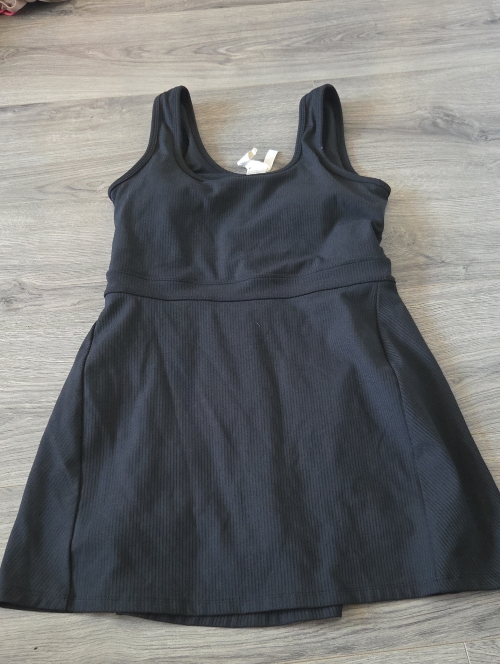 Fabletics Black Ribbed Tank Skater Dress